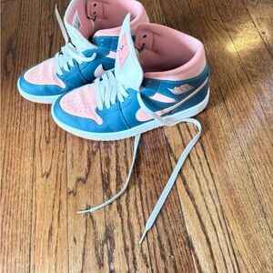 Green and Pink Mid-Top Jordan’s